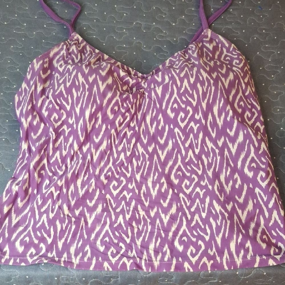 Purple Patterned Women's Tankini Swim Top size XXL